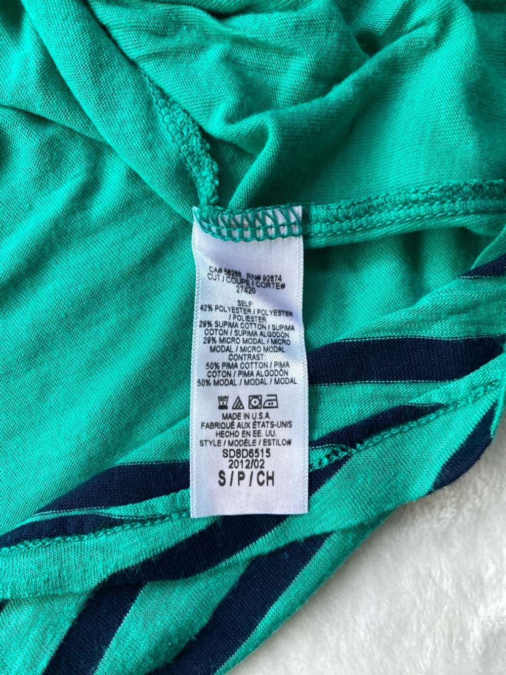 Splendid Striped Mini Dress Pima Cotton & Modal Green Navy Small - Picture 9 of 9